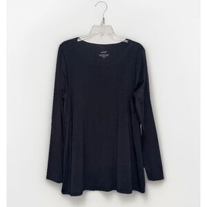 Pure J Jill Long Sleeve Stretch Cotton Tee Shirt Black Top Casual Minimalist XL